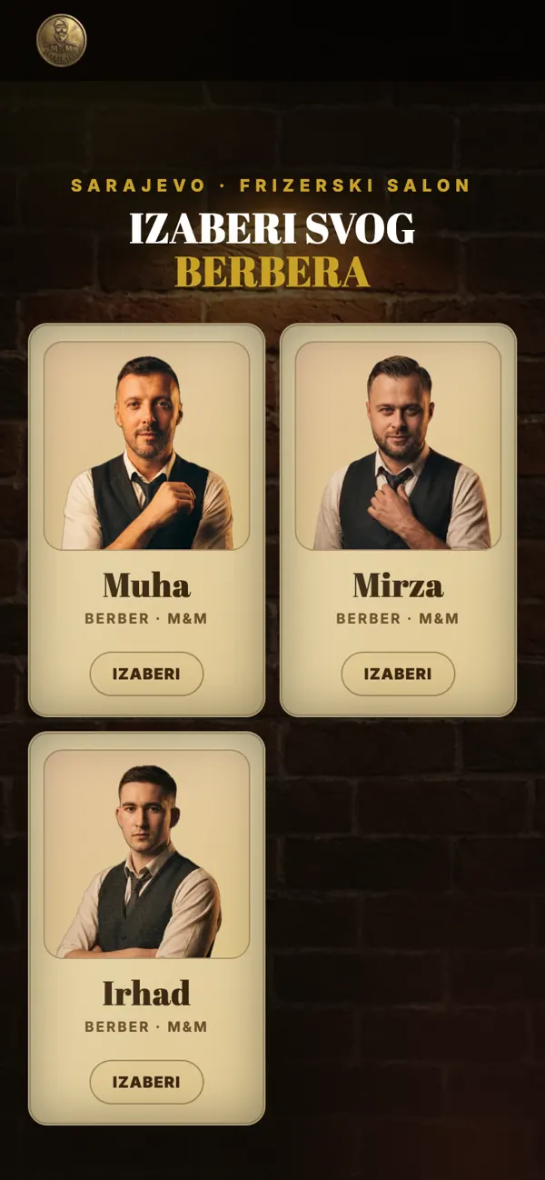 M&M Barbershop sajt na telefonu