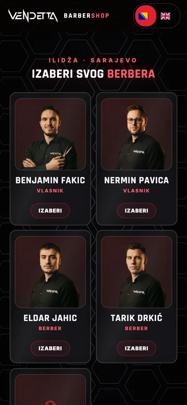 Vendetta Barbershop sajt na telefonu